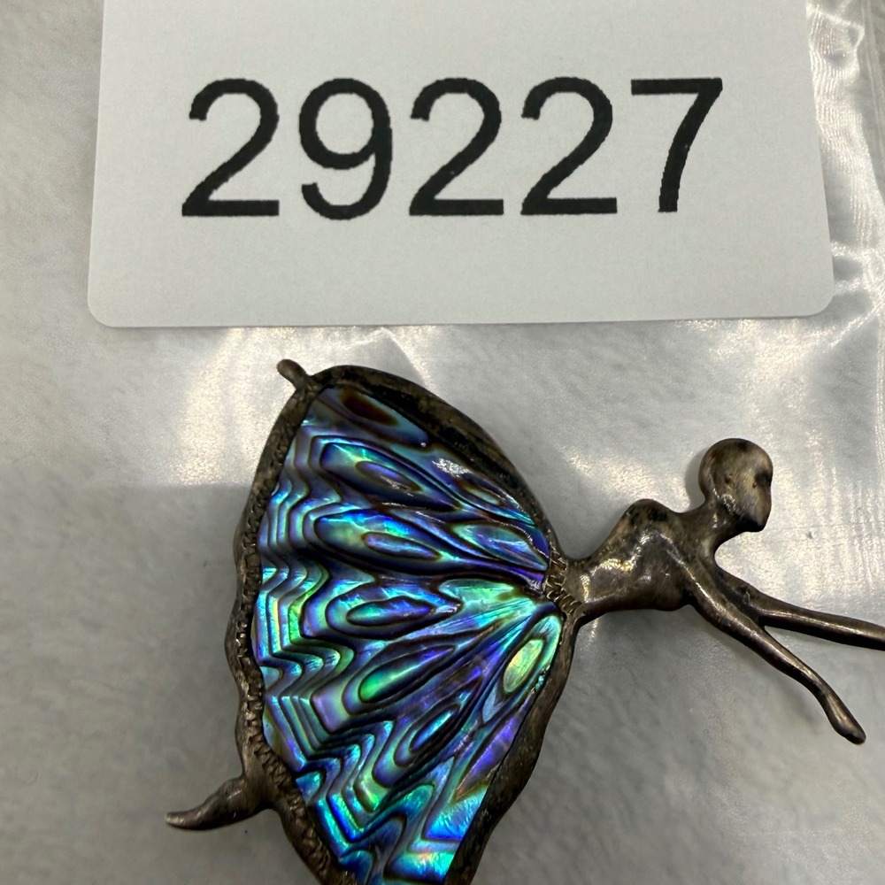 Vintage Ballerina Brooch Abalone Shell Inlay Silver Tone - Picture 7 of 9